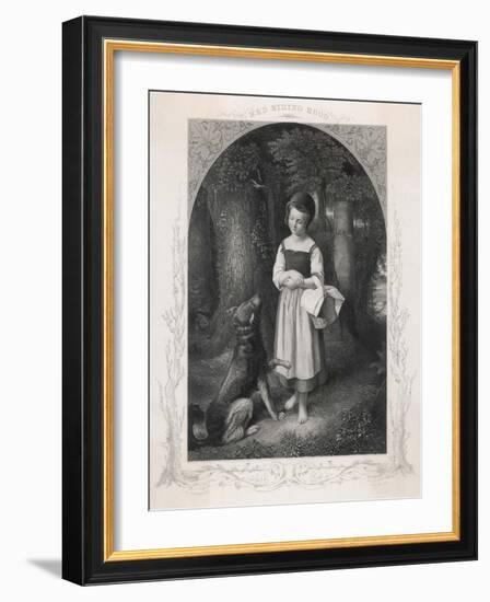 Red Riding Hood Encounters a Friendly Wolf in the Woods Who Offers Her His Paw-Harry Payne-Framed Art Print