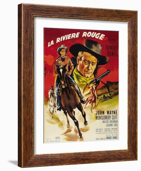 Red River, French Movie Poster, 1948-null-Framed Art Print