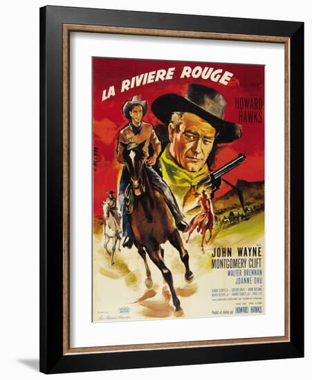 Red River, French Movie Poster, 1948-null-Framed Art Print