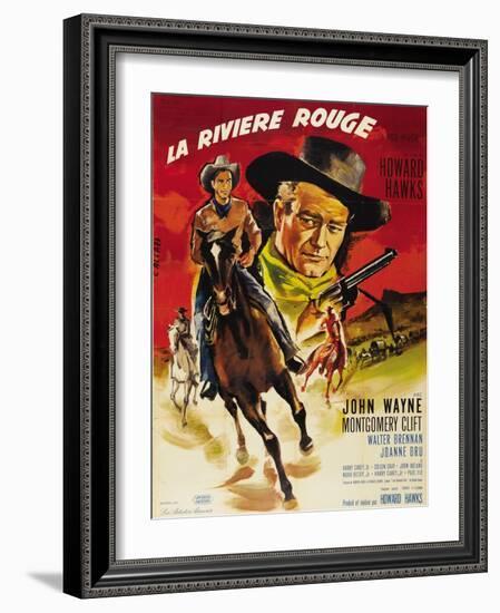Red River, French Movie Poster, 1948-null-Framed Art Print