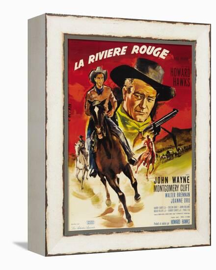 Red River, French Movie Poster, 1948-null-Framed Stretched Canvas