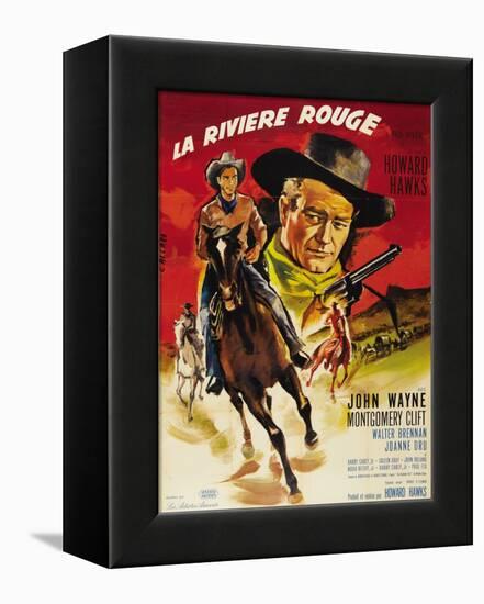 Red River, French Movie Poster, 1948-null-Framed Stretched Canvas