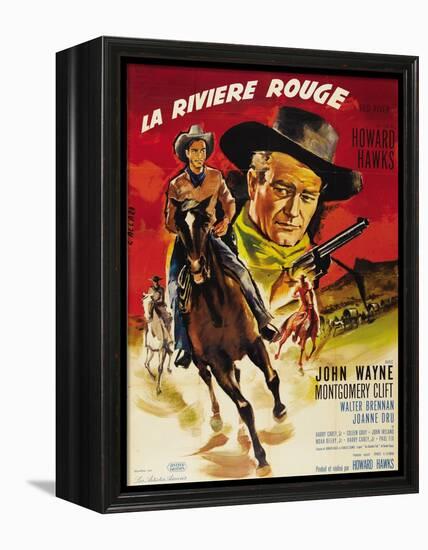 Red River, French Movie Poster, 1948-null-Framed Stretched Canvas