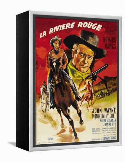 Red River, French Movie Poster, 1948-null-Framed Stretched Canvas