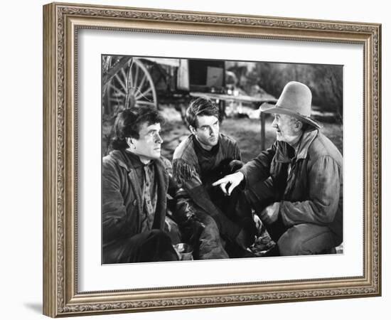 Red River, from Left: Noah Beery Jr., Montgomery Clift, Walter Brennan, 1948-null-Framed Photo