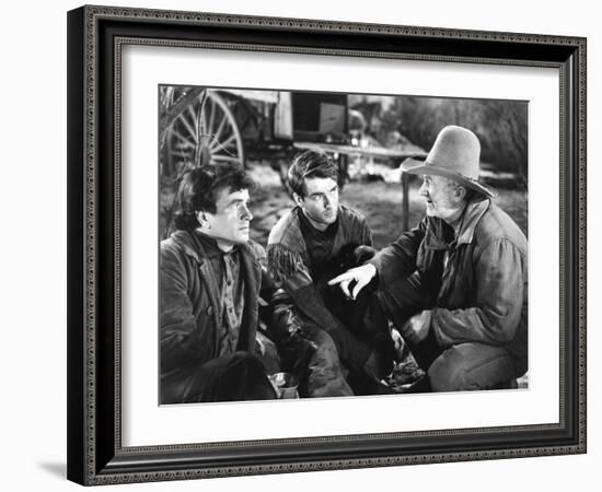 Red River, from Left: Noah Beery Jr., Montgomery Clift, Walter Brennan, 1948-null-Framed Photo