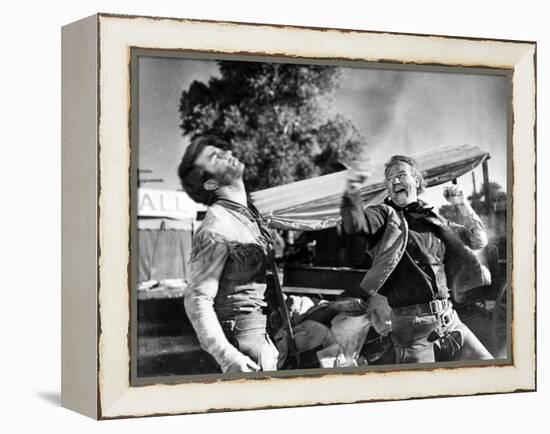 Red River, Montgomery Clift, John Wayne, 1948-null-Framed Stretched Canvas