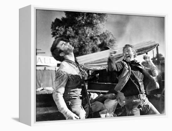 Red River, Montgomery Clift, John Wayne, 1948-null-Framed Stretched Canvas