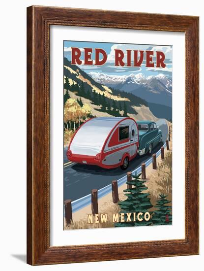 Red River, New Mexico - Fall Retro Camper-Lantern Press-Framed Art Print