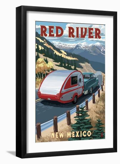 Red River, New Mexico - Fall Retro Camper-Lantern Press-Framed Art Print