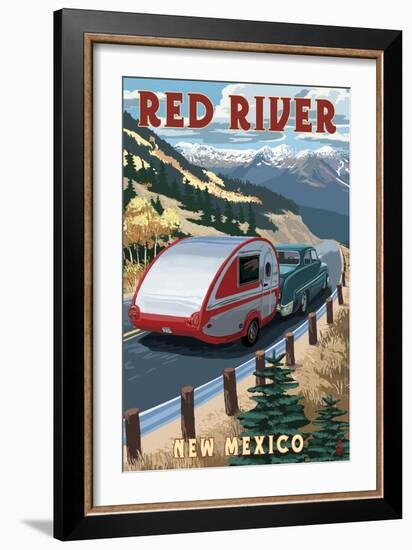 Red River, New Mexico - Fall Retro Camper-Lantern Press-Framed Art Print