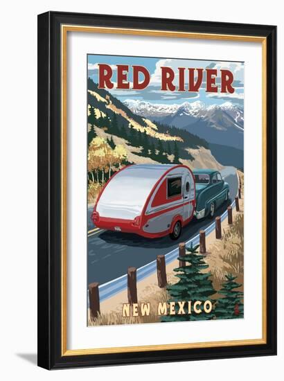 Red River, New Mexico - Fall Retro Camper-Lantern Press-Framed Art Print