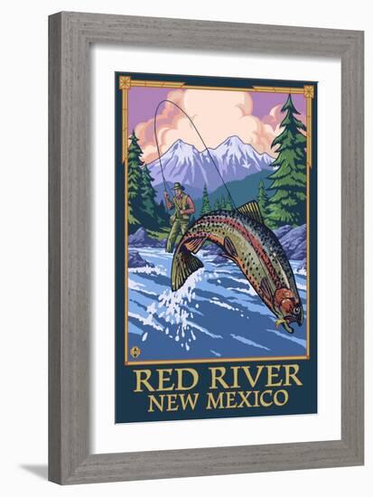 Red River, New Mexico - Fly Fishing Scene-Lantern Press-Framed Art Print