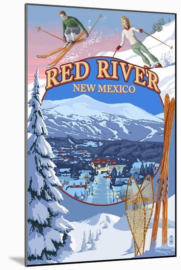Red River, New Mexico - Winter Scenes Montage-Lantern Press-Mounted Art Print