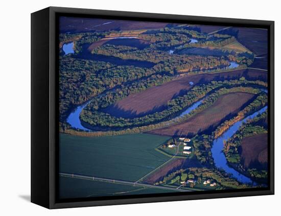 Red River of the North Aerial, near Fargo, North Dakota, USA-Chuck Haney-Framed Premier Image Canvas