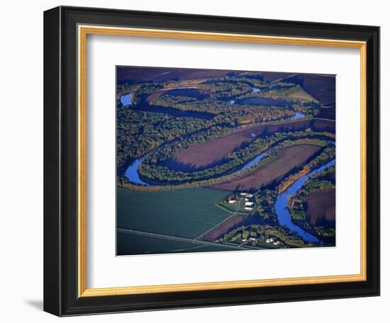Red River of the North Aerial, near Fargo, North Dakota, USA-Chuck Haney-Framed Photographic Print