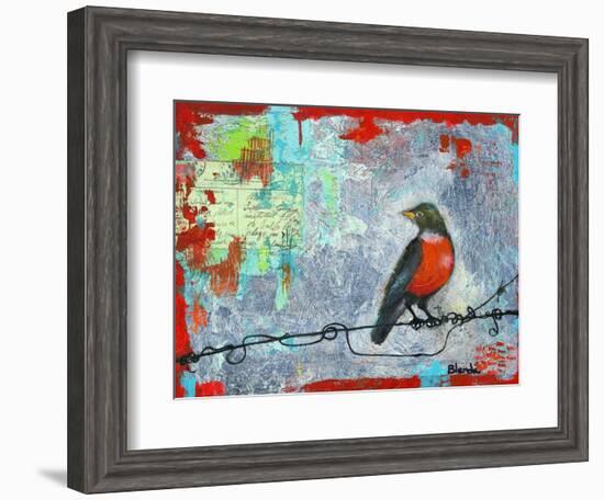 Red Robin Love Letters Art Painting-Blenda Tyvoll-Framed Art Print