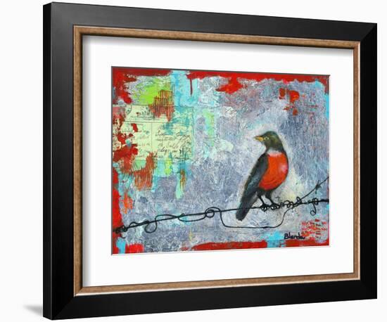 Red Robin Love Letters Art Painting-Blenda Tyvoll-Framed Art Print