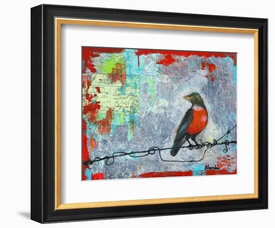 Red Robin Love Letters Art Painting-Blenda Tyvoll-Framed Art Print