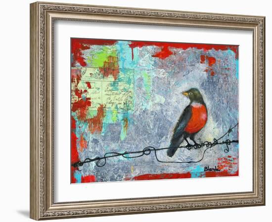 Red Robin Love Letters Art Painting-Blenda Tyvoll-Framed Art Print