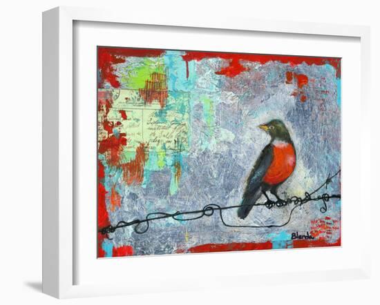 Red Robin Love Letters Art Painting-Blenda Tyvoll-Framed Art Print