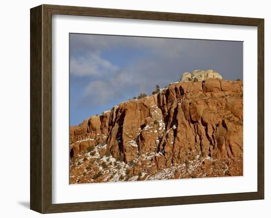 Red Rock Cliff With Snow, Carson National Forest, New Mexico-James Hager-Framed Photographic Print