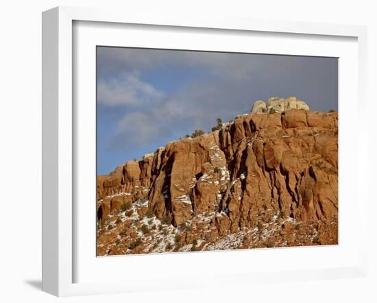 Red Rock Cliff With Snow, Carson National Forest, New Mexico-James Hager-Framed Photographic Print