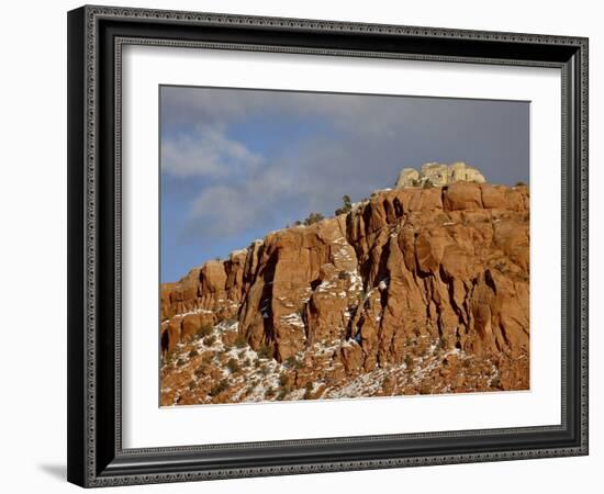 Red Rock Cliff With Snow, Carson National Forest, New Mexico-James Hager-Framed Photographic Print