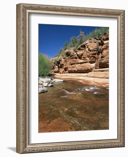 Red Rocks Towering Above the Shallow Waters of Oak Creek, Arizona, USA-Ruth Tomlinson-Framed Photographic Print