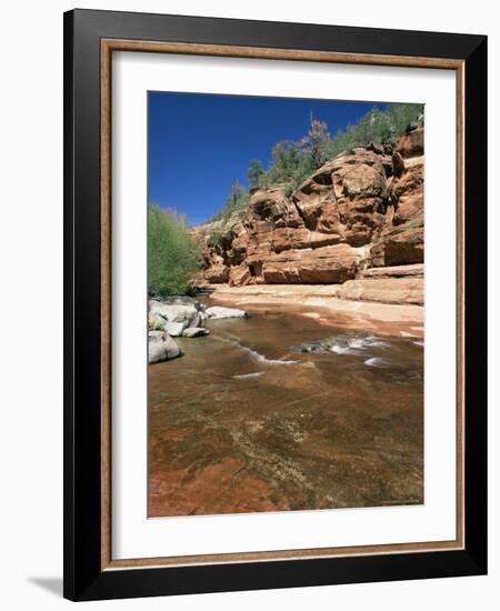 Red Rocks Towering Above the Shallow Waters of Oak Creek, Arizona, USA-Ruth Tomlinson-Framed Photographic Print
