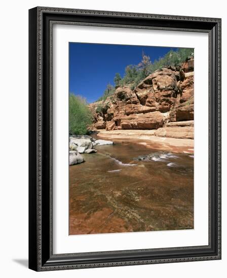 Red Rocks Towering Above the Shallow Waters of Oak Creek, Arizona, USA-Ruth Tomlinson-Framed Photographic Print