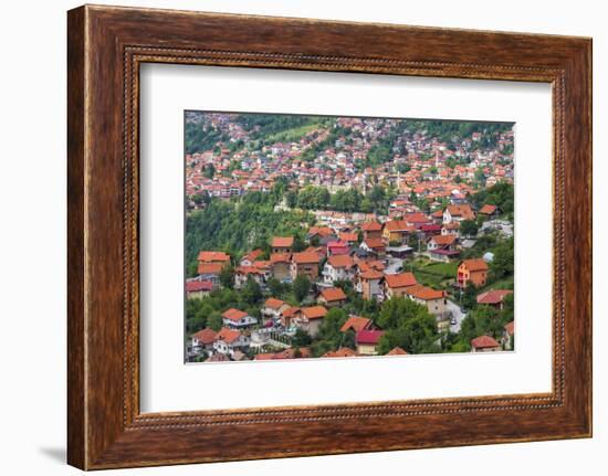 Red roof houses on the hill side, Sarajevo, Bosnia and Herzegovina-Keren Su-Framed Photographic Print