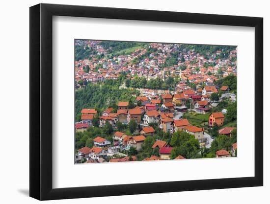 Red roof houses on the hill side, Sarajevo, Bosnia and Herzegovina-Keren Su-Framed Photographic Print