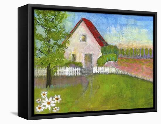 Red Roofed House-Blenda Tyvoll-Framed Premier Image Canvas