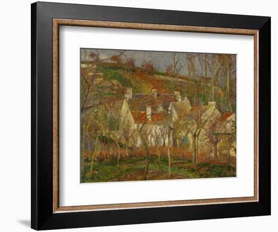 Red Roofs, a Village Corner, Winter, 1877-Camille Pissarro-Framed Giclee Print