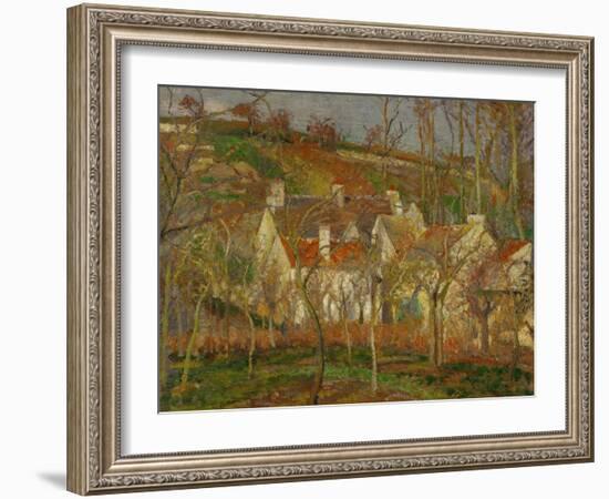 Red Roofs, a Village Corner, Winter, 1877-Camille Pissarro-Framed Giclee Print