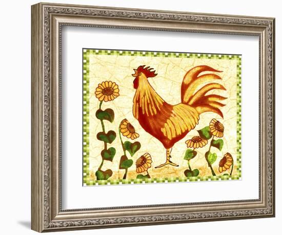 Red Rooster Sunflowers-Cheryl Bartley-Framed Giclee Print