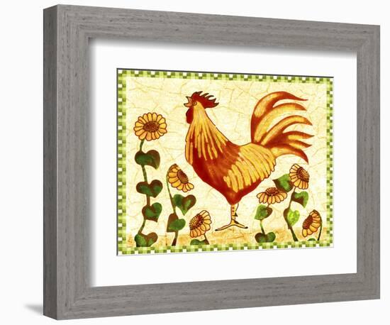 Red Rooster Sunflowers-Cheryl Bartley-Framed Giclee Print