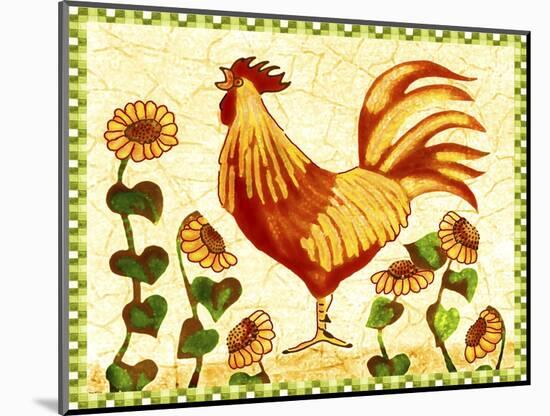 Red Rooster Sunflowers-Cheryl Bartley-Mounted Giclee Print