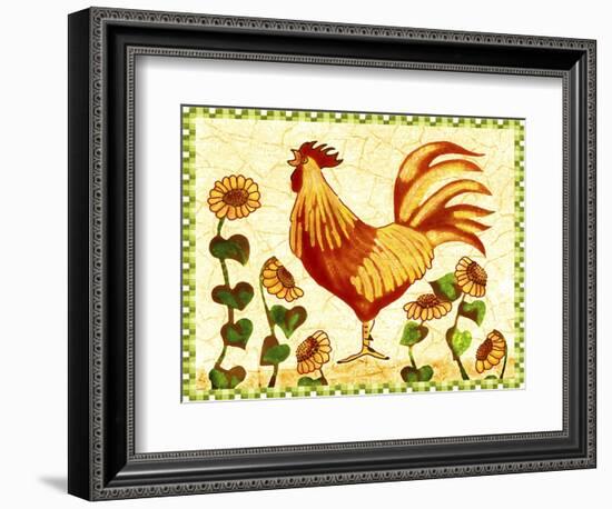 Red Rooster Sunflowers-Cheryl Bartley-Framed Giclee Print