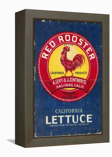 Red Rooster - Vegetable Crate Label-Lantern Press-Framed Stretched Canvas