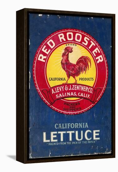 Red Rooster - Vegetable Crate Label-Lantern Press-Framed Stretched Canvas