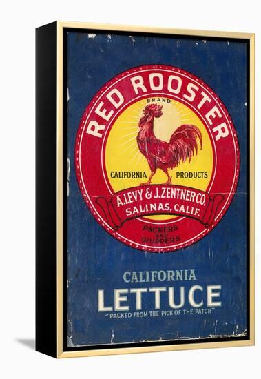 Red Rooster - Vegetable Crate Label-Lantern Press-Framed Stretched Canvas