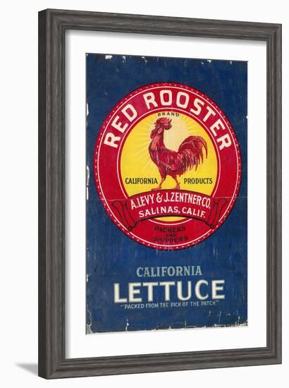 Red Rooster - Vegetable Crate Label-Lantern Press-Framed Art Print