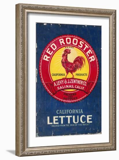 Red Rooster - Vegetable Crate Label-Lantern Press-Framed Premium Giclee Print