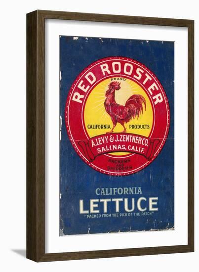 Red Rooster - Vegetable Crate Label-Lantern Press-Framed Premium Giclee Print