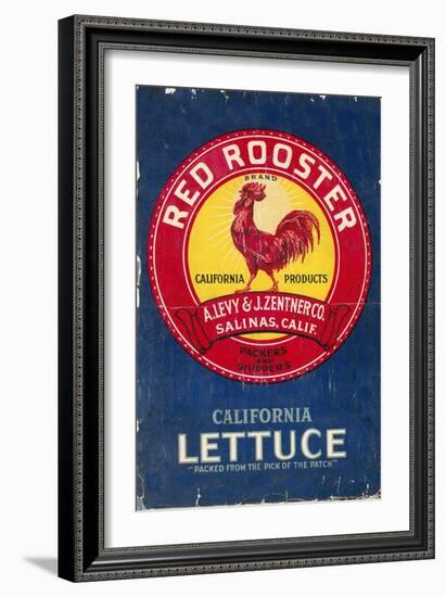 Red Rooster - Vegetable Crate Label-Lantern Press-Framed Premium Giclee Print