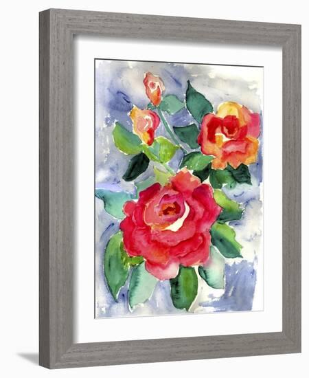 Red Rose Watercolor-Cheryl Bartley-Framed Giclee Print