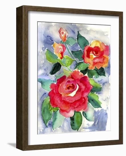 Red Rose Watercolor-Cheryl Bartley-Framed Giclee Print