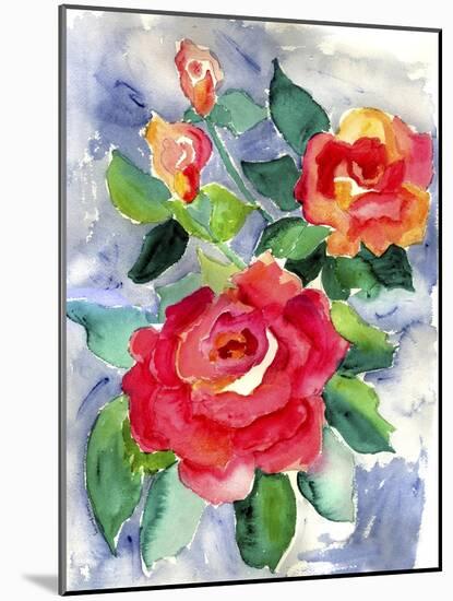 Red Rose Watercolor-Cheryl Bartley-Mounted Giclee Print